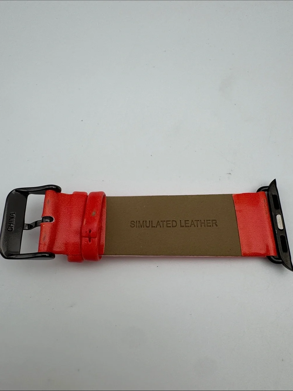 Red and Black Leather Watch Band for Men - Diamond Accent
